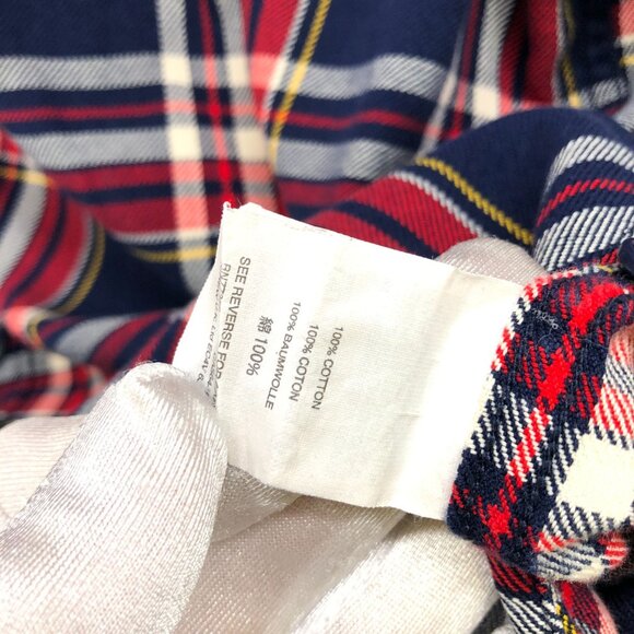 J. Crew Flannel Shirt Mens M Red Blue Tartan Plaid Long Sleeve Cotton Regular - Picture 6 of 8